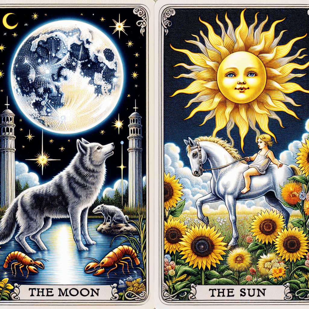 The Moon and the Sun in Tarot