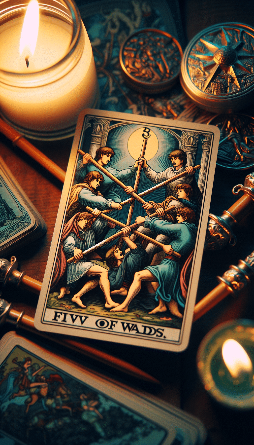 five of wands tarot card past influences